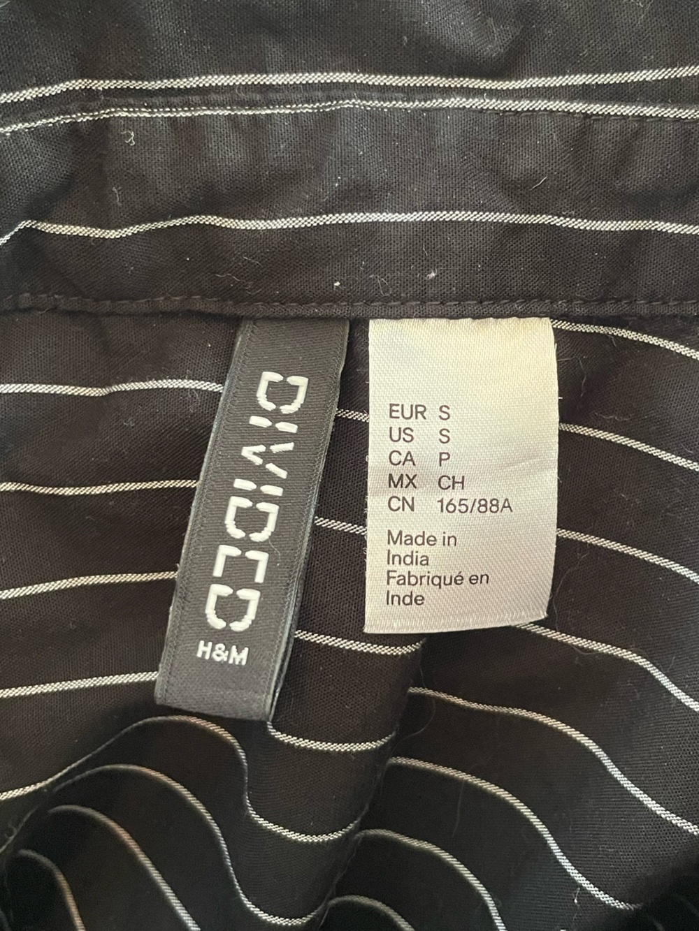 Divided by H&M Black Button Up Shirt with White Pinstripes - Picture 3 of 7